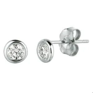 0.40 CT Natural Diamond Bezel Earrings G SI in 14K White Gold 20 points each