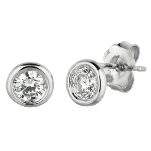 0.50 CT Natural Diamond Bezel Earrings G SI in 14K White Gold 25 points each