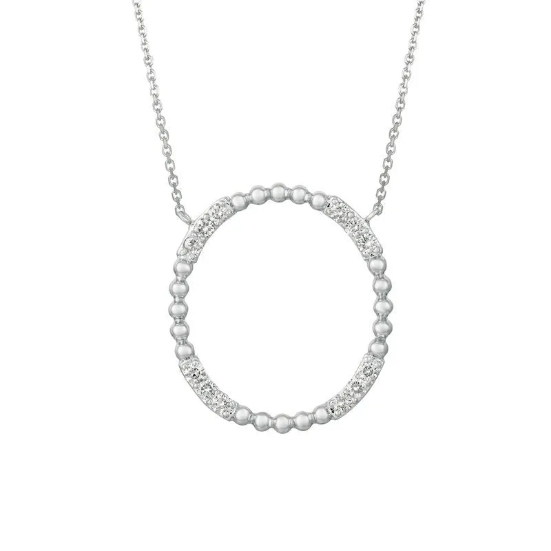 0.50 Ct Natural Diamond Circle Necklace 14K White Gold G-H SI 18''