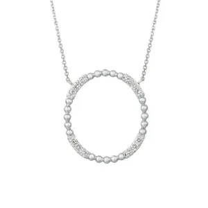 0.50 Ct Natural Diamond Circle Necklace 14K White Gold G-H SI 18''