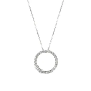 0.75 Carat Natural Diamond Circle Necklace 14K White Gold G-H SI 18'' chain