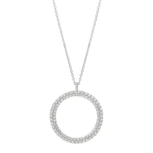 0.75 Carat Natural Diamond Circle Necklace 14K White Gold G SI 18''