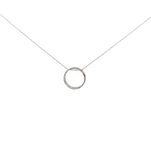 14k White Gold .15ct G SI1 Round Diamond Eternity  Circle Pendant