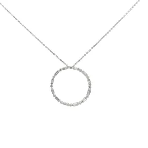 14k White Gold .26ct F VS1 Round/ Baguette Diamond Eternity Necklace
