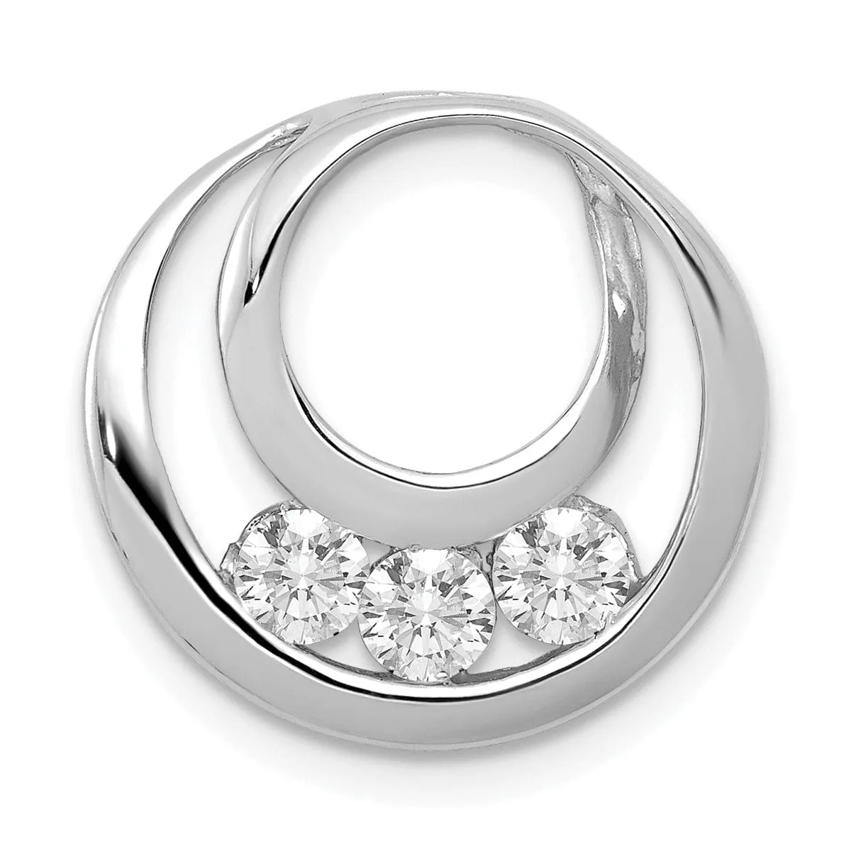 14k White Gold Diamond Circles Omega Pendant Mount