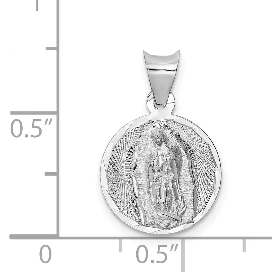 14k White Gold Our Lady of Guadalupe Pendant