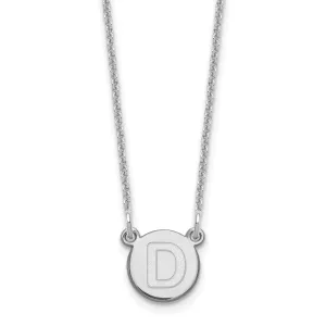 14k White Gold Tiny Circle Block Letter D Initial Pendant and Necklace