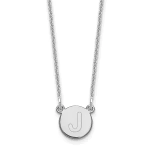 14k White Gold Tiny Circle Block Letter J Initial Pendant and Necklace