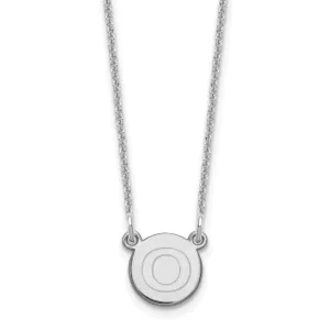 14k White Gold Tiny Circle Block Letter O Initial Pendant and Necklace