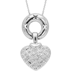 14K White Solid Gold Womens Diamond Heart Pendant 0.26 Ctw