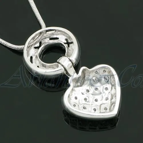 14K White Solid Gold Womens Diamond Heart Pendant 0.26 Ctw