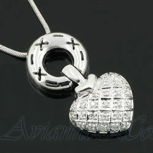 14K White Solid Gold Womens Diamond Heart Pendant 0.26 Ctw