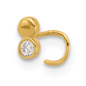 14k Yellow Gold  22 Gauge Double Circle CZ Nose Ring