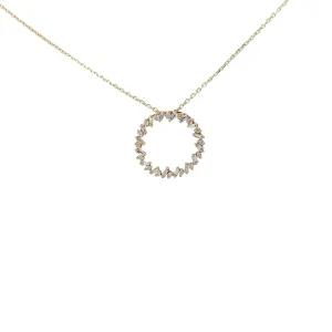14k Yellow Gold .50ct g SI1 Baguette and Round Eternity Circle Pendant