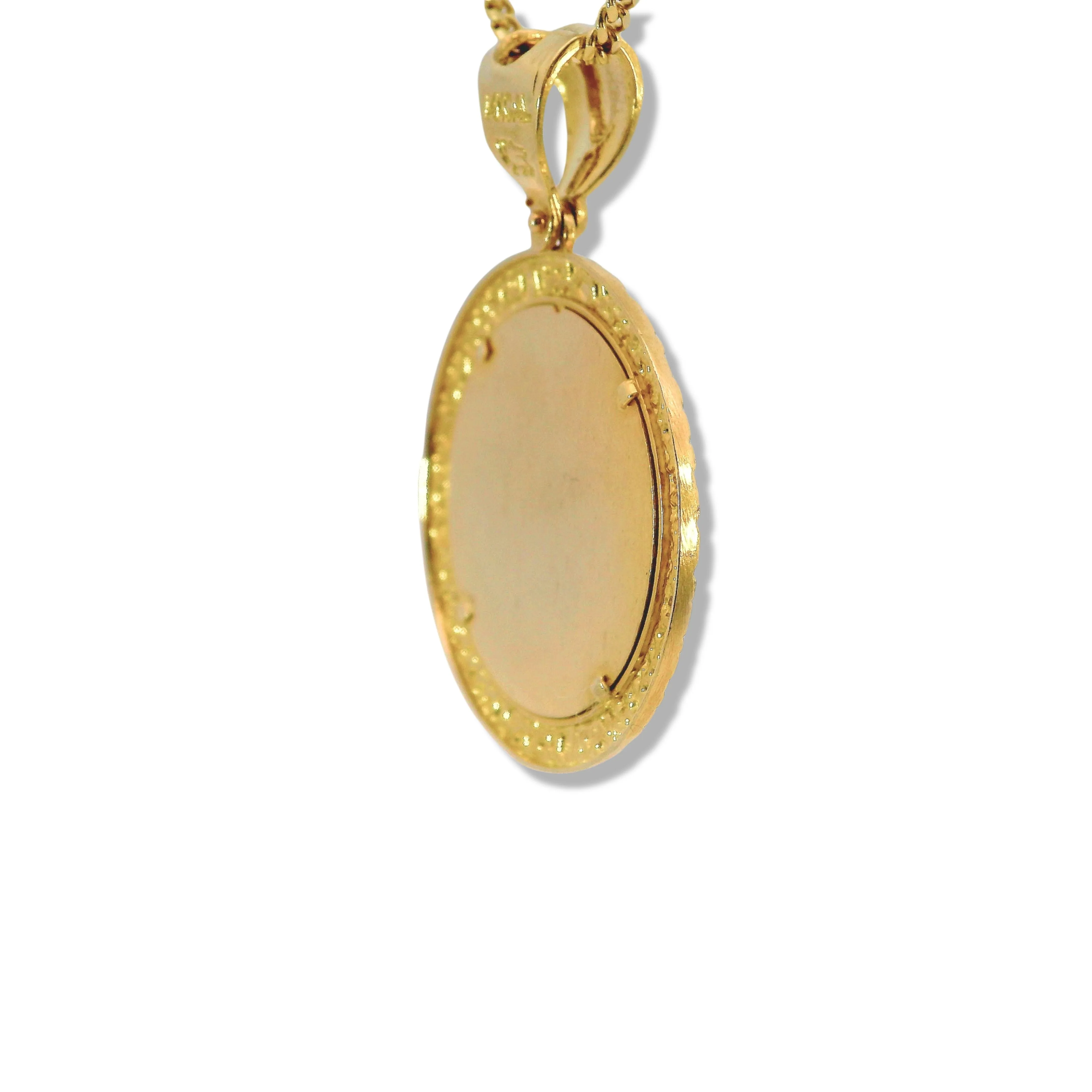 14K Yellow Gold Circle Picture Pendant