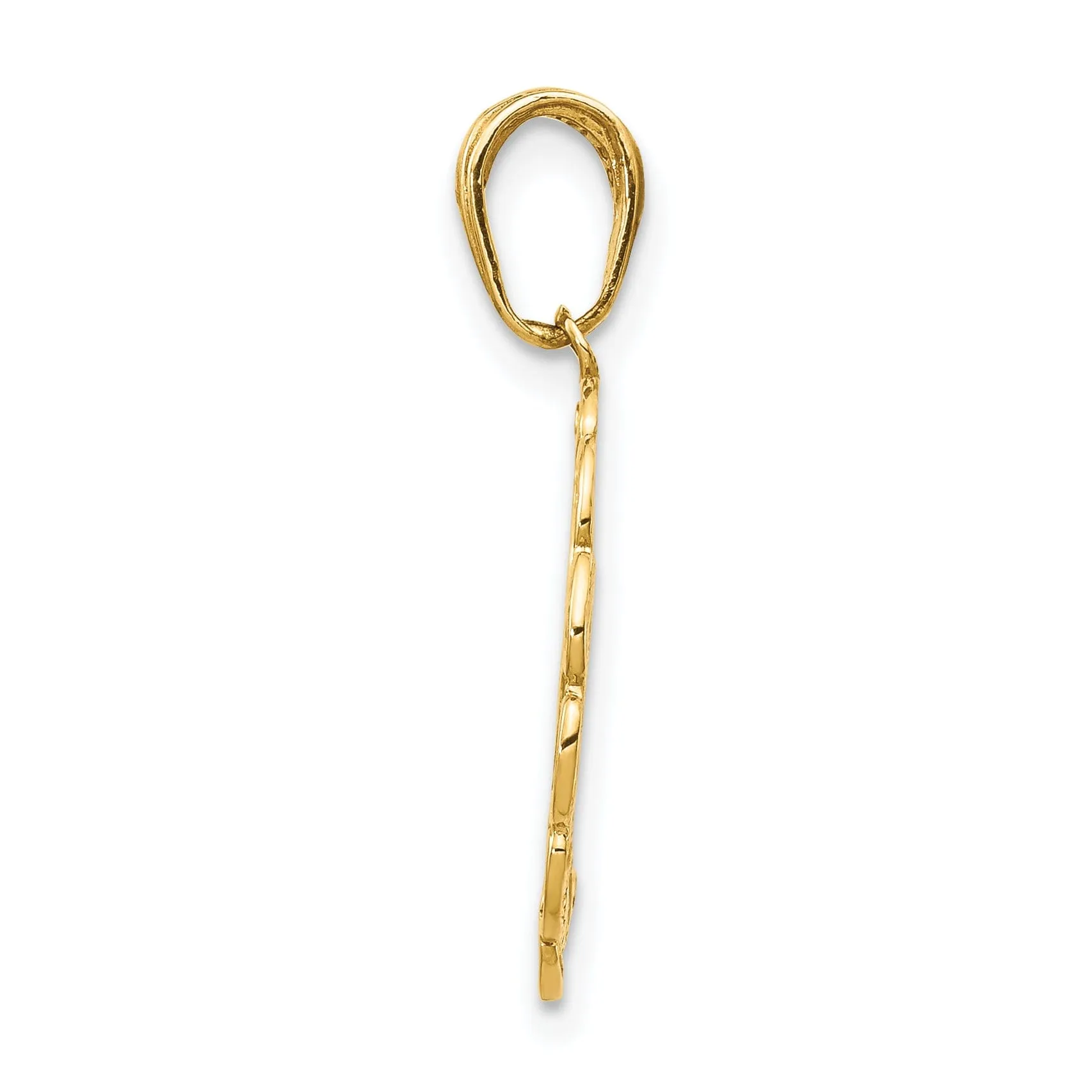 14K Yellow Gold Hummingbird Flower Design in Round Frame Shape Circle Pendant