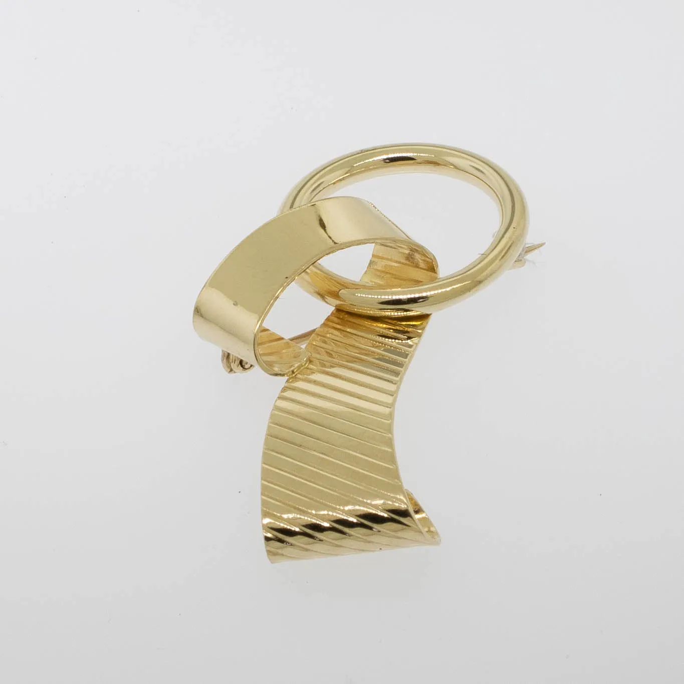 14K Yellow Gold Open Circle Ribbon Pin Preowned Jewelry