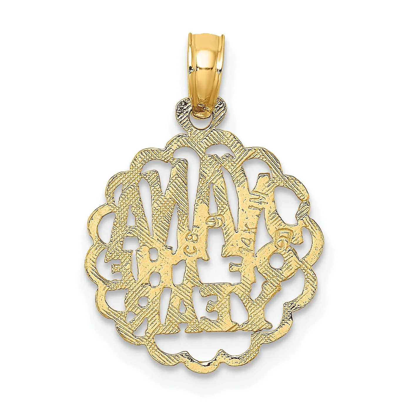 14K Yellow Gold Polished Finish Script NANA OF THE YEAR Circle Shape Charm Pendant
