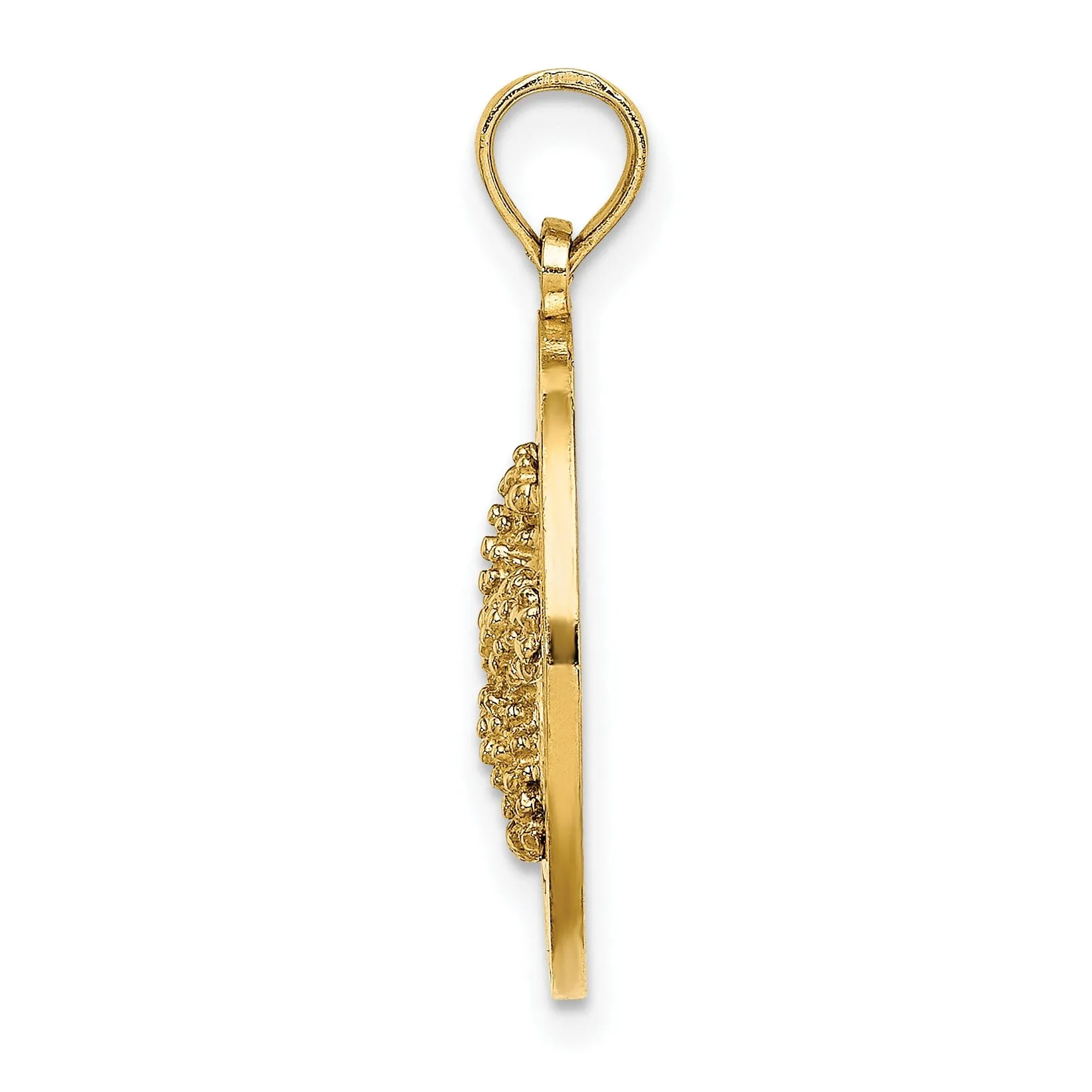 14K Yellow Gold Polished Textured Finish BOOTHBAY HARBOR Starfish in Circle Design Charm Pendant