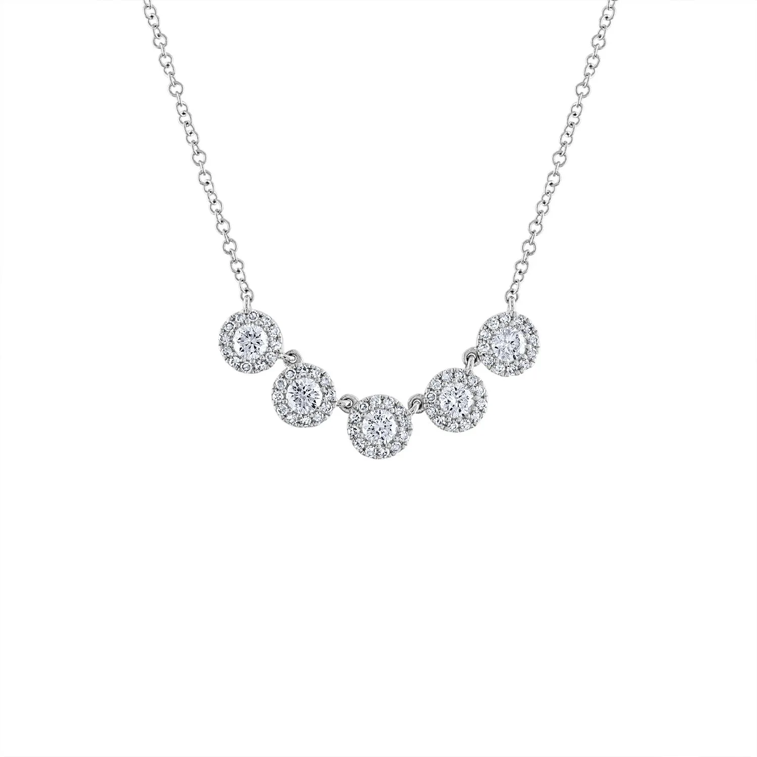 14KT GOLD FIVE MARTINI SET DIAMOND NECKLACE