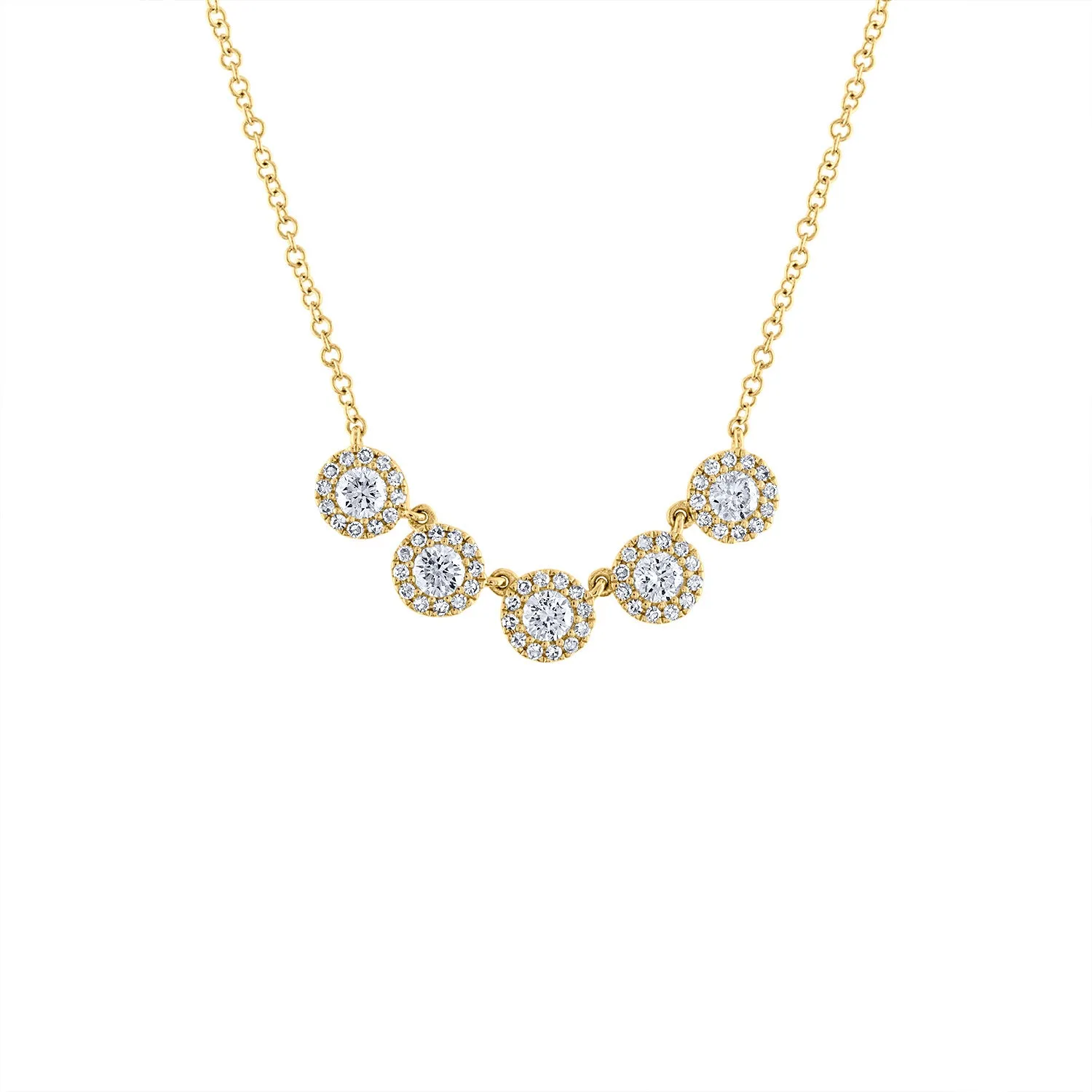 14KT GOLD FIVE MARTINI SET DIAMOND NECKLACE