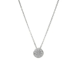 14KT White Gold Diamond Circle Cluster Pendant