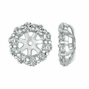 1.61 Ct 7 pointers Natural Diamond Jacket Earrings 14K White Gold center 8 MM