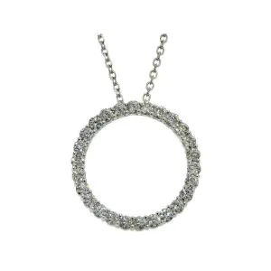 1.82 Carat Natural Diamond Circle Pendant Necklace 14K White Gold 18'' chain