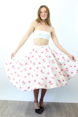 1950s POODLES novelty print  QUILTED circle skirt xs | new fall
