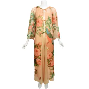 1970s Hanae Mori Couture Silk Jumpsuit & Duster Set
