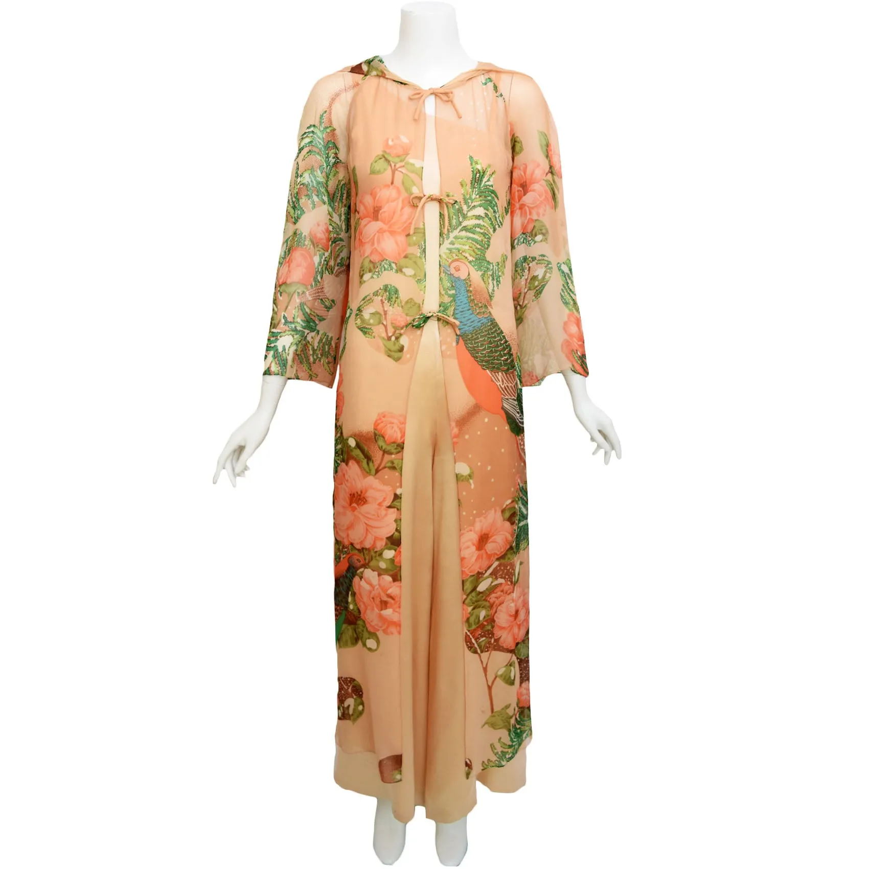 1970s Hanae Mori Couture Silk Jumpsuit & Duster Set