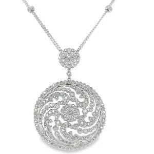2.81ct t.w. Round Diamond Filigree Pendant Statement Necklace.