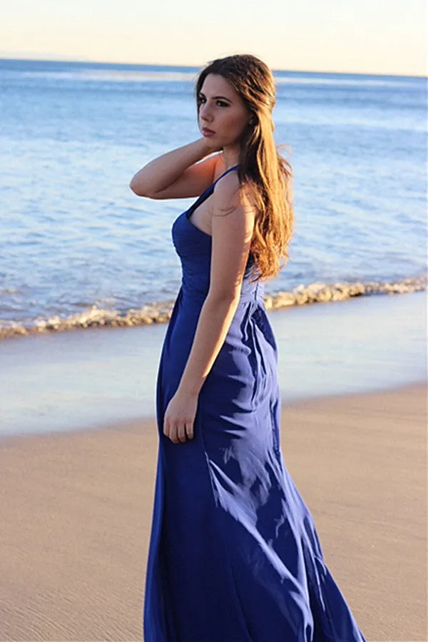 A-line Sweetheart One-shoulder Floor Length Tulle Evening Dress
