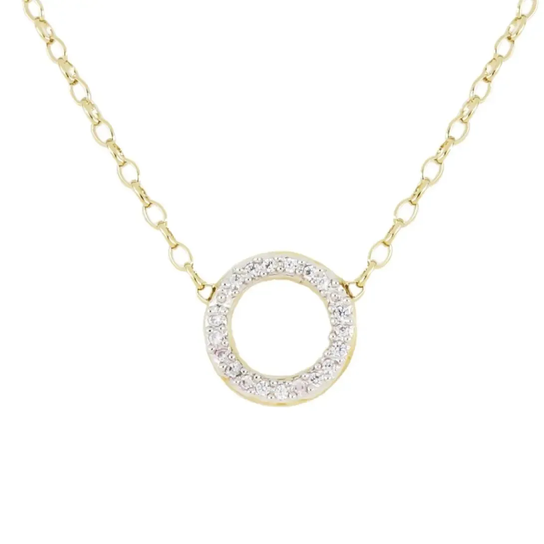Aldrava Collection - Circle Pavé Necklace with Gold Chain