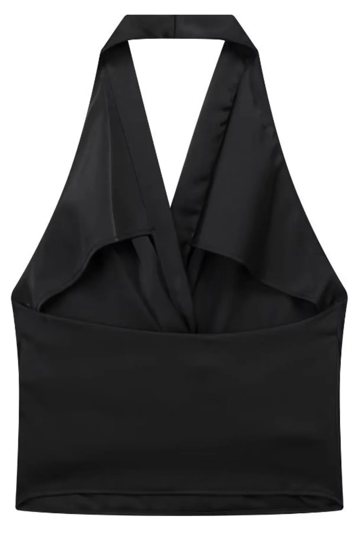 AMIRA Satin Halter Top (Black)