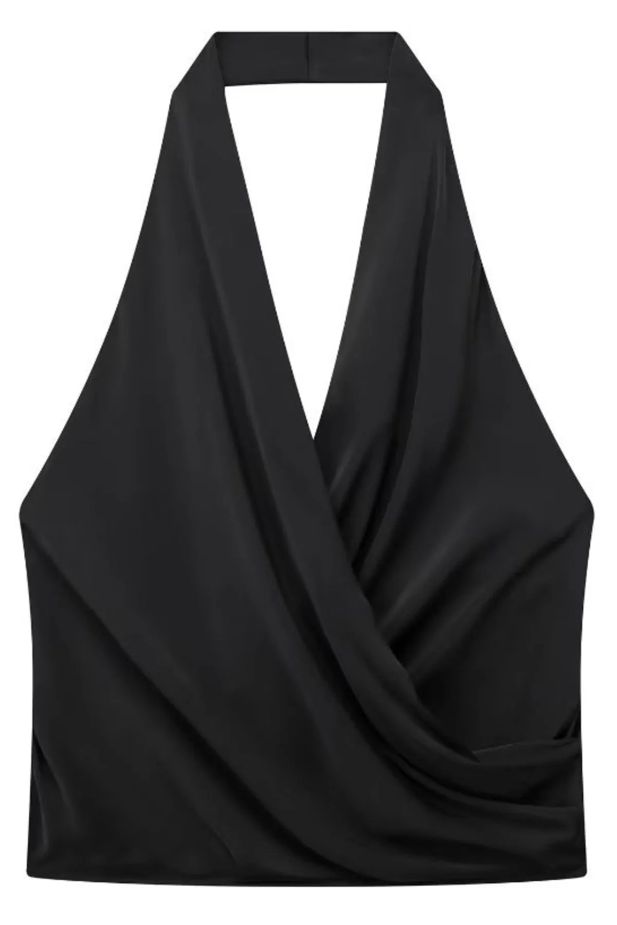 AMIRA Satin Halter Top (Black)