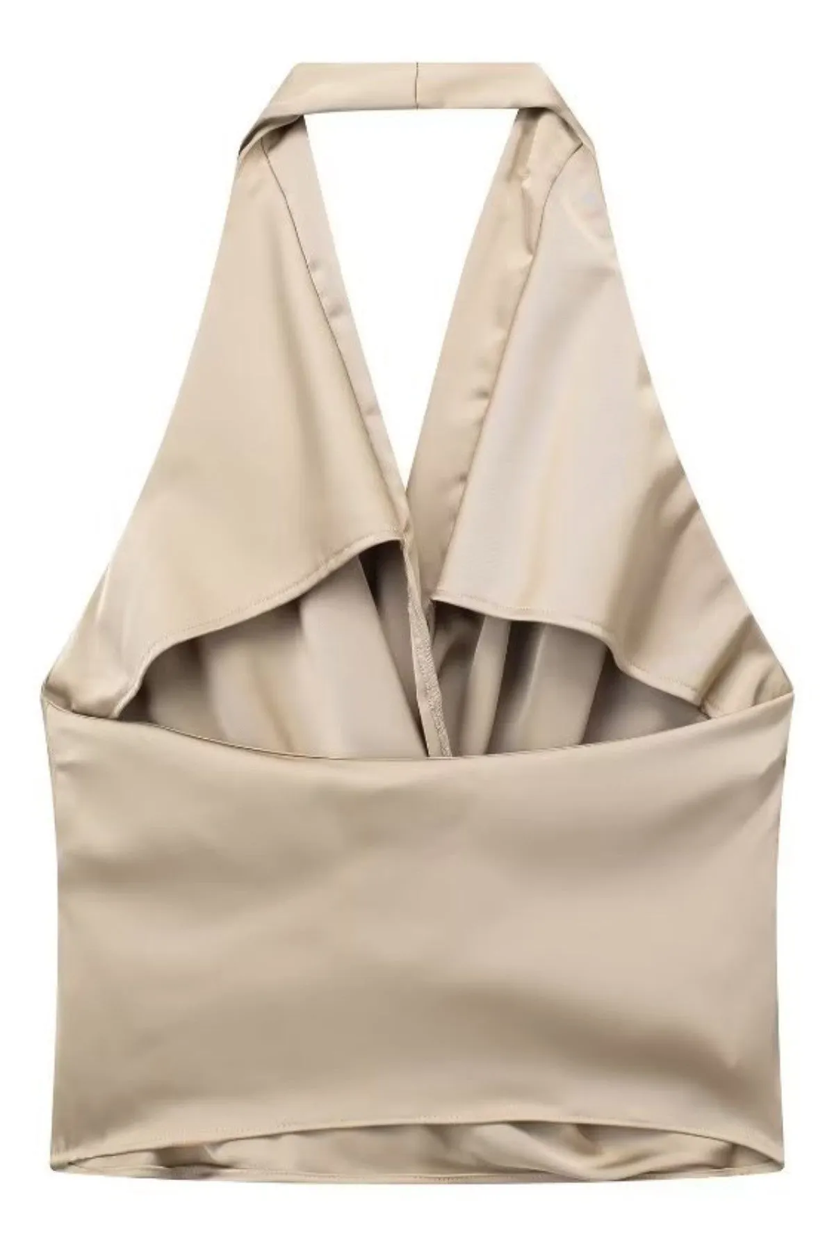 AMIRA Satin Halter Top (Champagne)