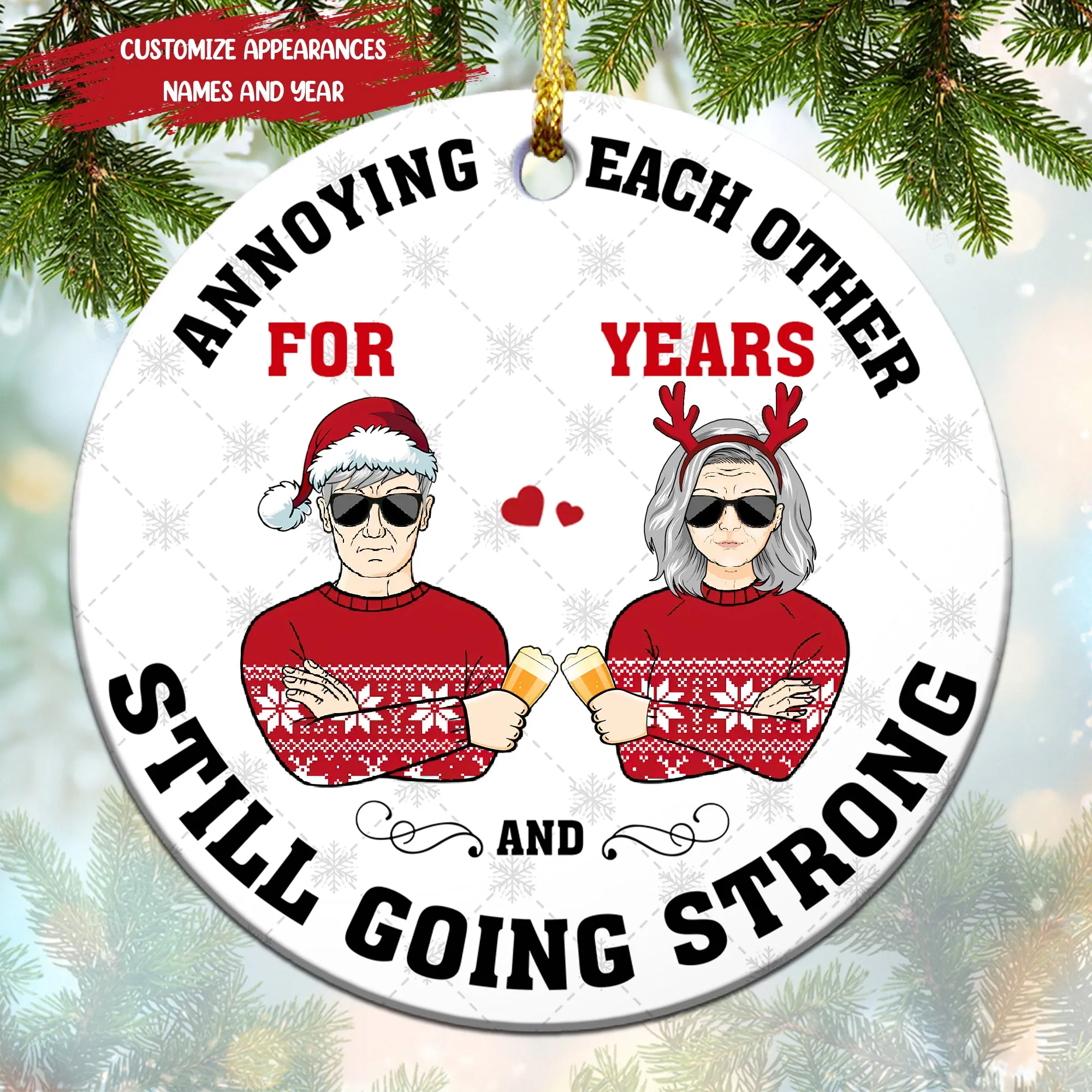 Annoying Each Other Christmas Gift For Married Couples Personalized Custom Circle Ceramic Ornament 1103
