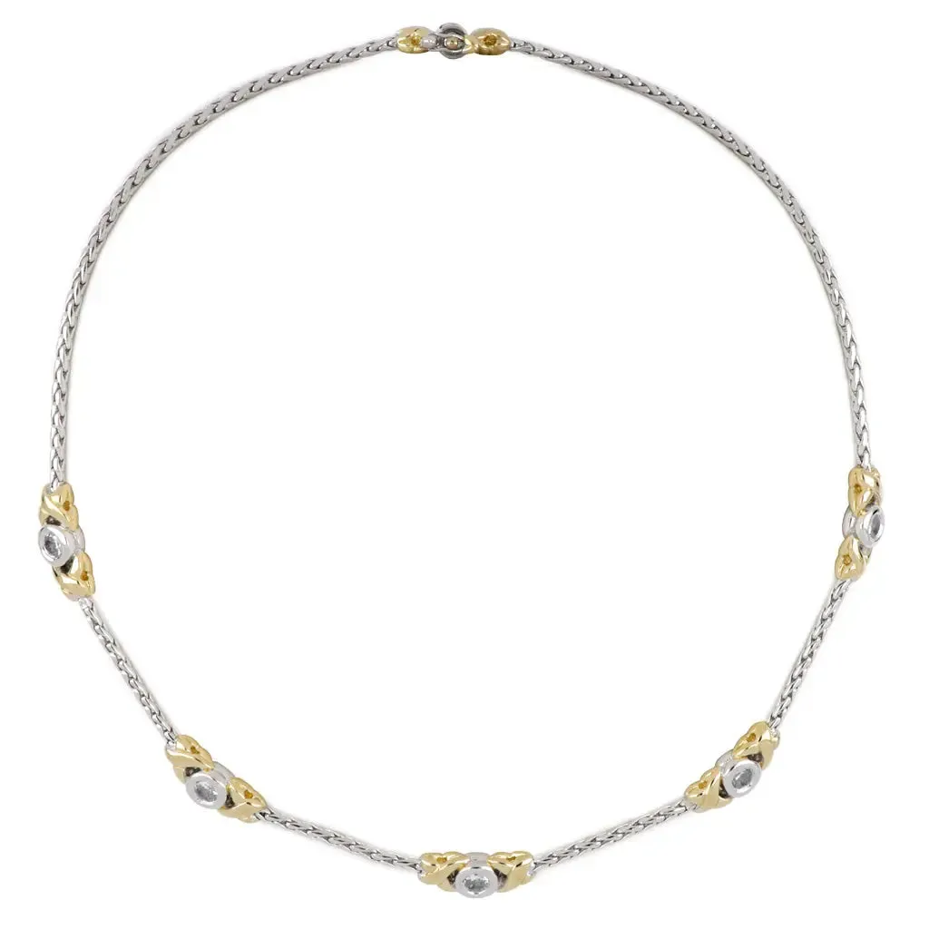 Antiqua Collection - 5 Station Cubic Zirconia Circle Necklace