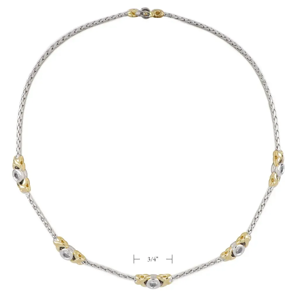Antiqua Collection - 5 Station Cubic Zirconia Circle Necklace