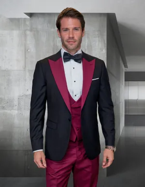 ARYA BURGUNDY 3 PC MODERN FIT TUXEDO