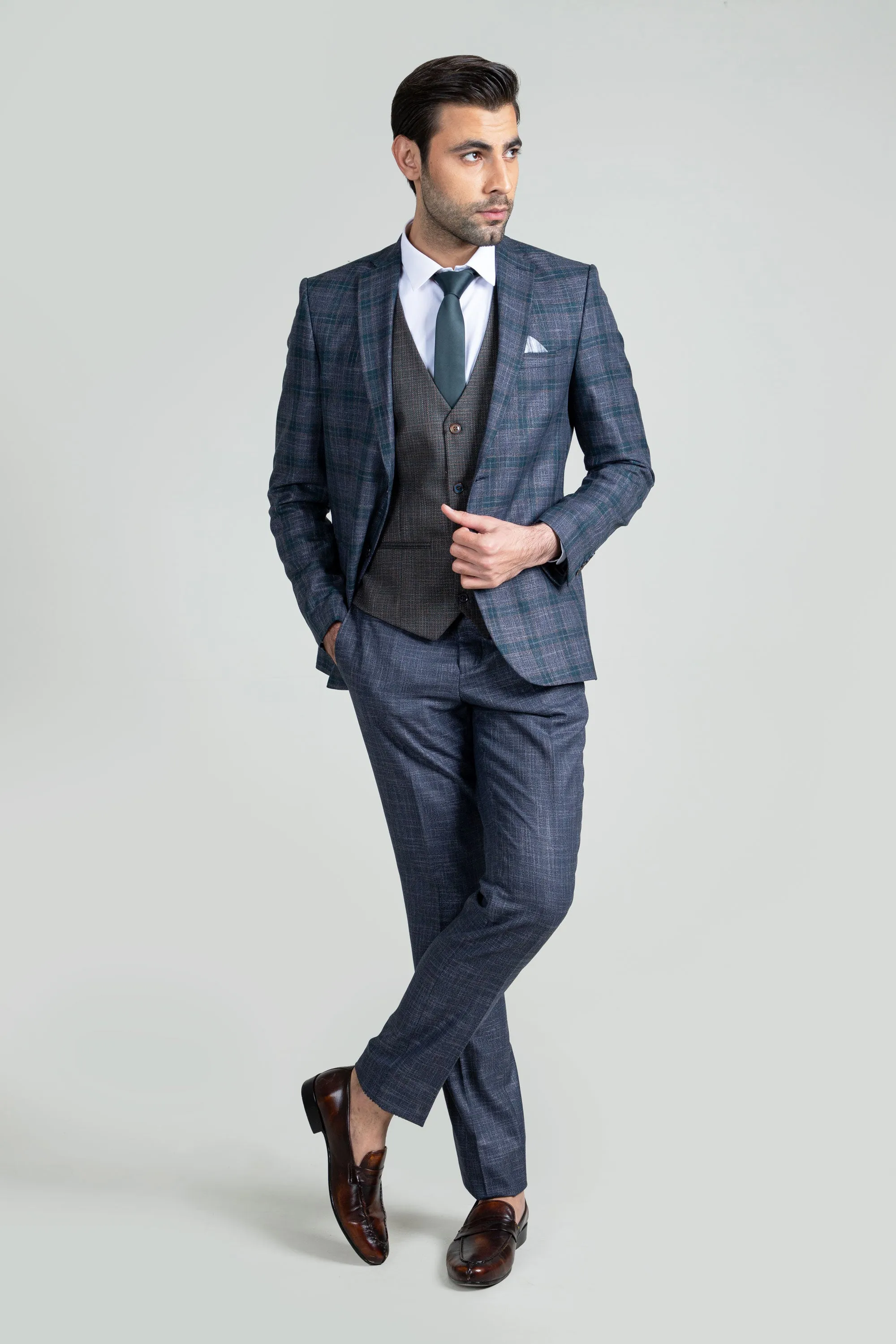 Ashen Gray Suit-3pcs-Made In Turkey