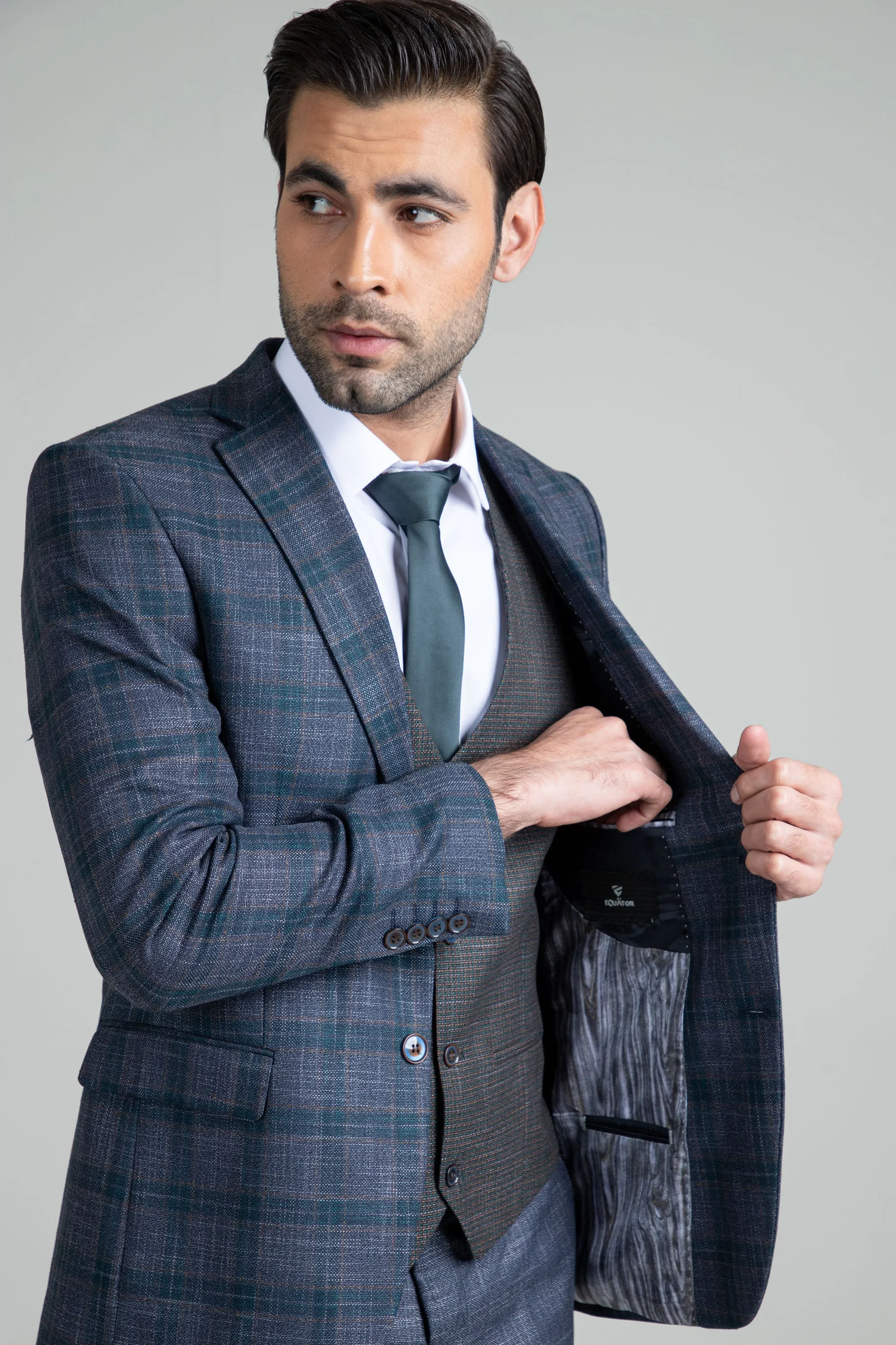 Ashen Gray Suit-3pcs-Made In Turkey
