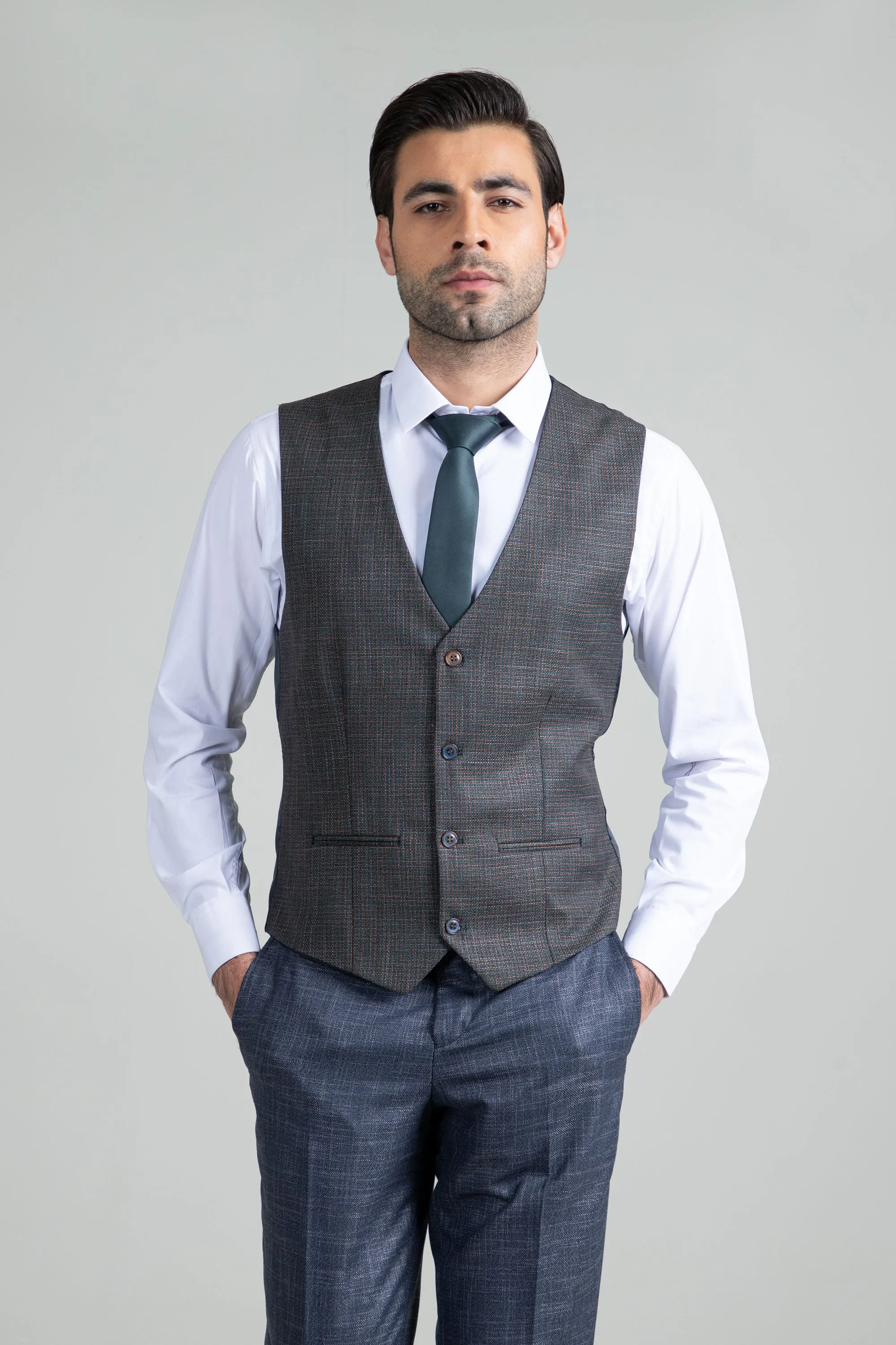 Ashen Gray Suit-3pcs-Made In Turkey