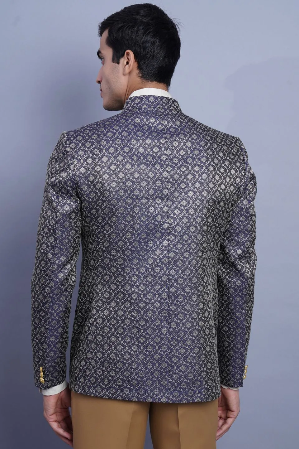 Banarasi Rayon Cotton Black Bandhgala