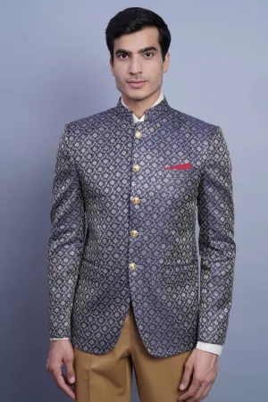 Banarasi Rayon Cotton Black Bandhgala