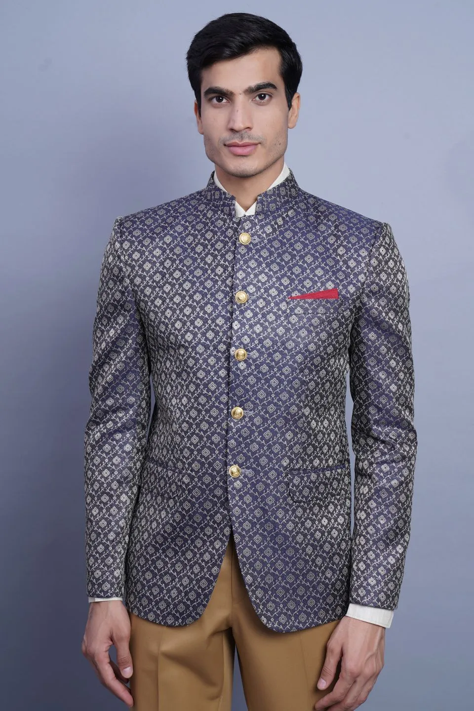 Banarasi Rayon Cotton Black Bandhgala