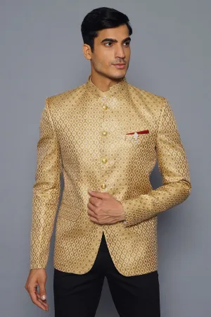 Banarasi Rayon Cotton Gold Bandhgala