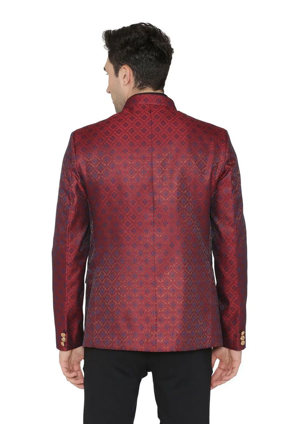 Banarasi Rayon Cotton Maroon Bandhgala