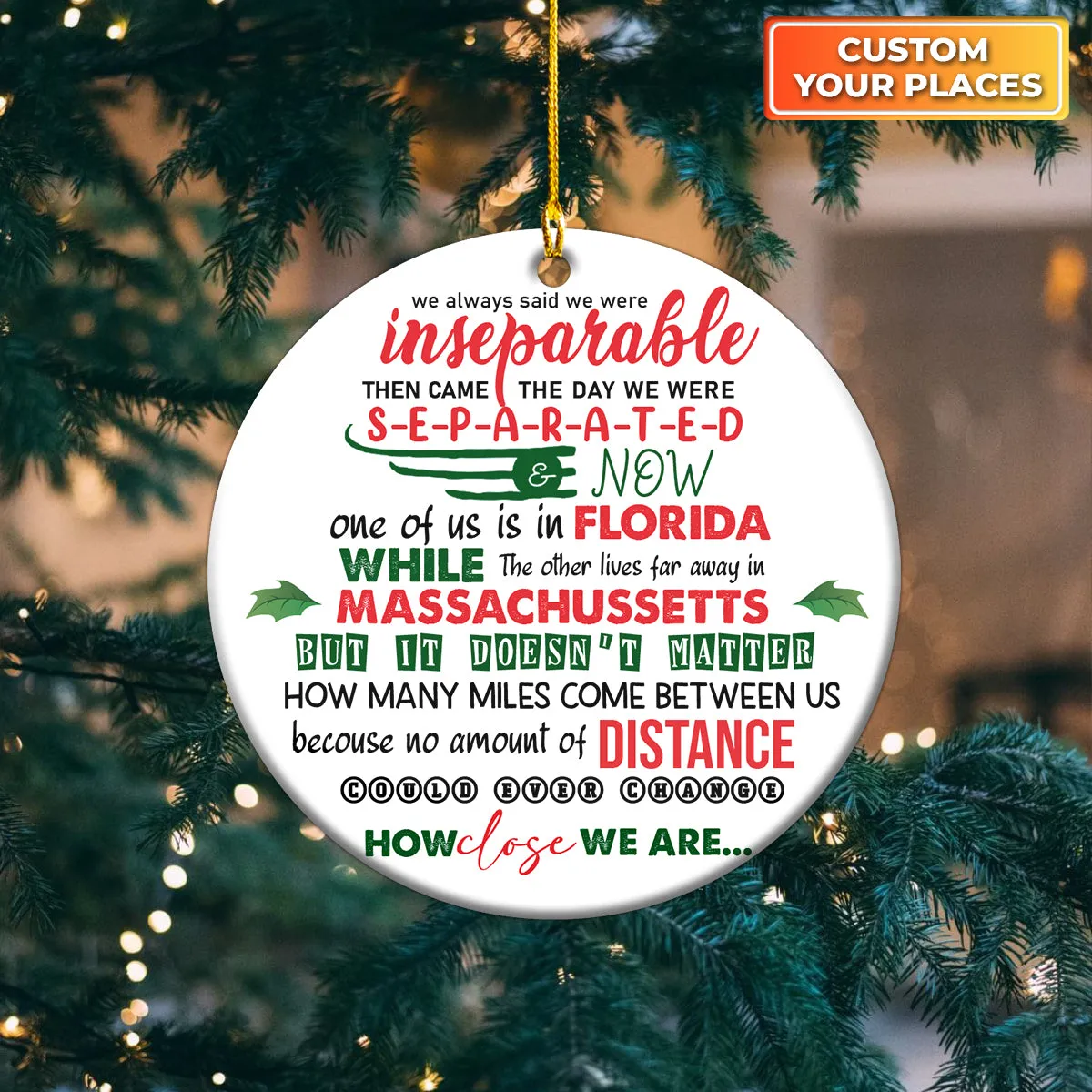 Bestie Long Distance Relationship Gift Someday We're gonna live In Same Place Personalized Circle Ornament Christmas Gift For Bestie